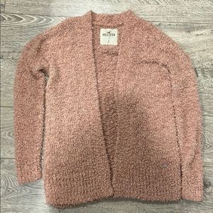Hollister pink fuzzy cardigan